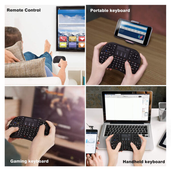 Mini teclado inalámbrico con Touchpad, LED retroiluminado