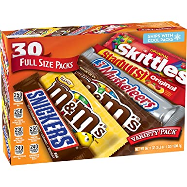 Chocolates surtidos con Skittles y M&M