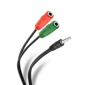 Cable auxiliar plug 3,5 mm TRRS a 2 jacks 3,5 mm de 17 cm - STEREN