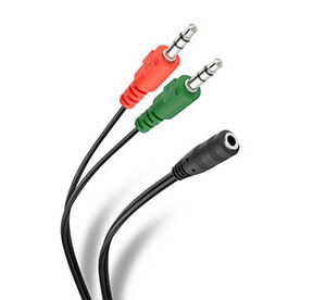 Cable auxiliar 2 plug 3,5 mm a jack 3,5 mm TRRS de 17 cm - STEREN