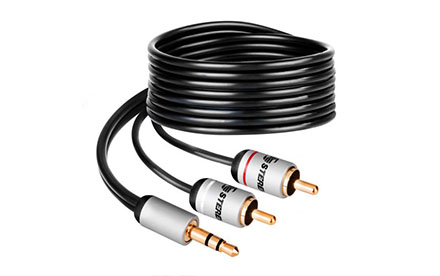 Cable plug 3,5 mm a 2 plug RCA de 90 cm, ultradelgado y conectores reforzados - STEREN