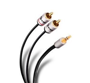 Cable plug 3,5 mm a 2 plug RCA de 1,8 m, ultradelgado y conectores reforzados - STEREN