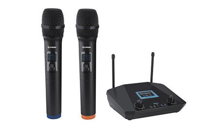 Sistema profesional con 2 micrófonos inalámbricos UHF - STEREN